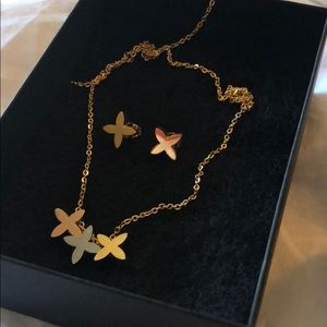 Cross set Necklace & earrings Clavicle Chain Long